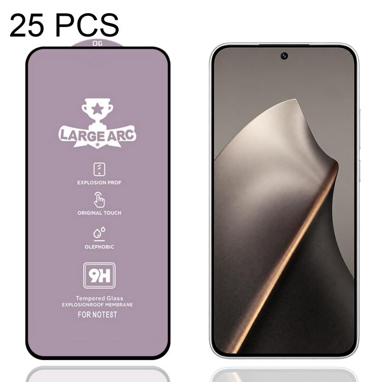 25 PCS/Pack 9H 0.4mm High Aluminum Large Arc Tempered Glass Film, For Redmi Note 15 Pro 5G Global 163.6mm, For Redmi Note 15R, For Redmi 15 Global / 4G SEA 169.5mm, For Redmi 15 4G / 5G EU 171mm, For Redmi 15C 4G / 5G Global 171mm                      ...