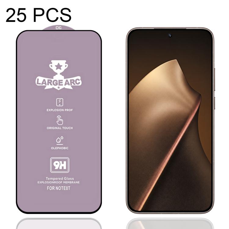 25 PCS/Pack 9H 0.4mm High Aluminum Large Arc Tempered Glass Film, For Redmi Note 15 Pro 5G Global 163.6mm, For Redmi Note 15R, For Redmi 15 Global / 4G SEA 169.5mm, For Redmi 15 4G / 5G EU 171mm, For Redmi 15C 4G / 5G Global 171mm                      ...