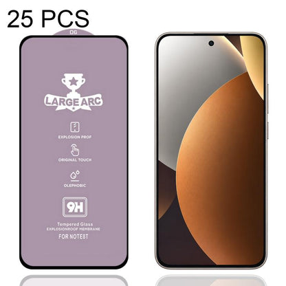 25 PCS/Pack 9H 0.4mm High Aluminum Large Arc Tempered Glass Film, For Redmi Note 15 Pro 5G Global 163.6mm, For Redmi Note 15R, For Redmi 15 Global / 4G SEA 169.5mm, For Redmi 15 4G / 5G EU 171mm, For Redmi 15C 4G / 5G Global 171mm                      ...