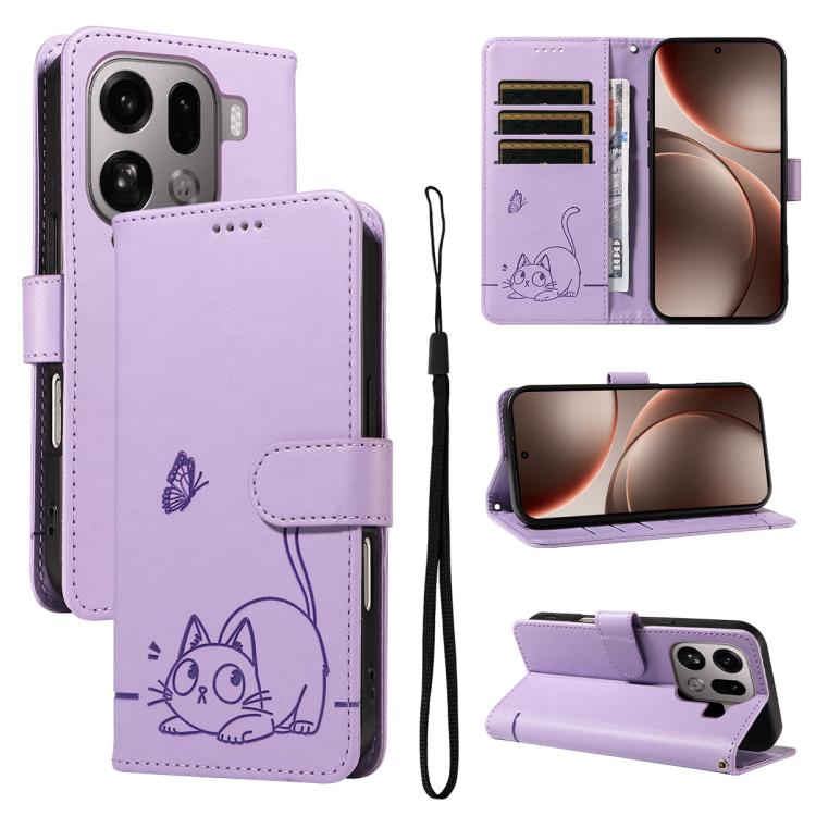 Adorable Cat Embossed Pattern Flip Leather Phone Case, For OPPO Find X9 Ultra 5G, For OPPO A6X 5G / A6 5G, For OPPO Reno15 Pro 5G Global, For OPPO Reno15 5G Global, For OPPO Find X9, For OPPO A6 Pro 4G / 5G Global, For OPPO Find X9 Pro                 ...