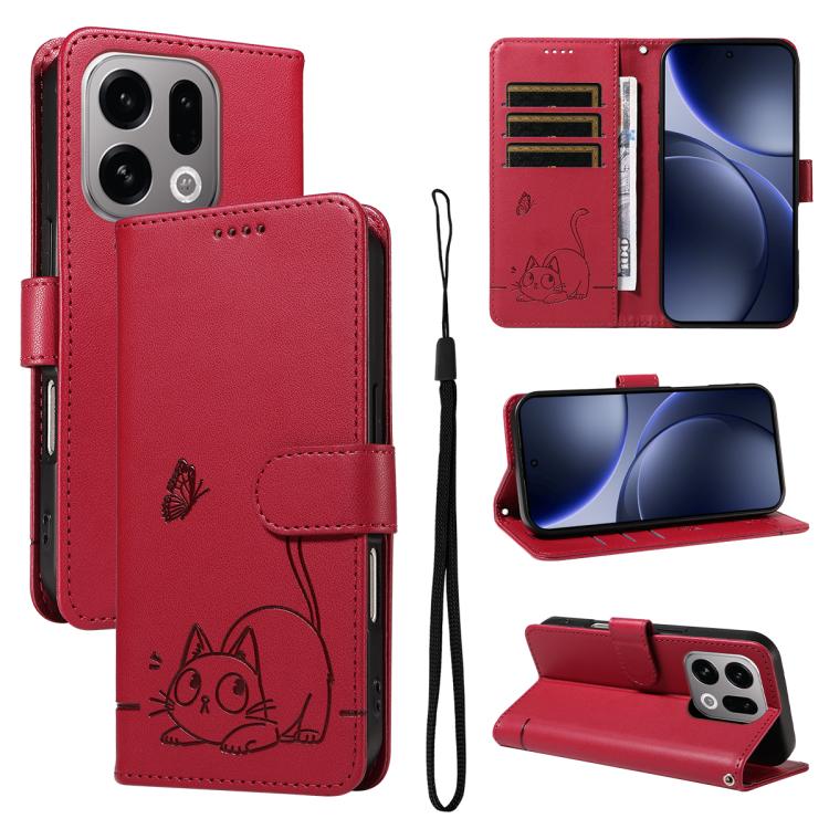 Adorable Cat Embossed Pattern Flip Leather Phone Case, For OPPO Find X9 Ultra 5G, For OPPO A6X 5G / A6 5G, For OPPO Reno15 Pro 5G Global, For OPPO Reno15 5G Global, For OPPO Find X9, For OPPO A6 Pro 4G / 5G Global, For OPPO Find X9 Pro                 ...