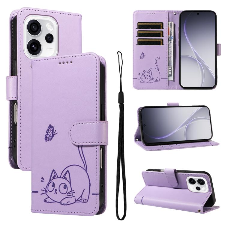 Adorable Cat Embossed Pattern Flip Leather Phone Case, For OPPO Find X9 Ultra 5G, For OPPO A6X 5G / A6 5G, For OPPO Reno15 Pro 5G Global, For OPPO Reno15 5G Global, For OPPO Find X9, For OPPO A6 Pro 4G / 5G Global, For OPPO Find X9 Pro                 ...
