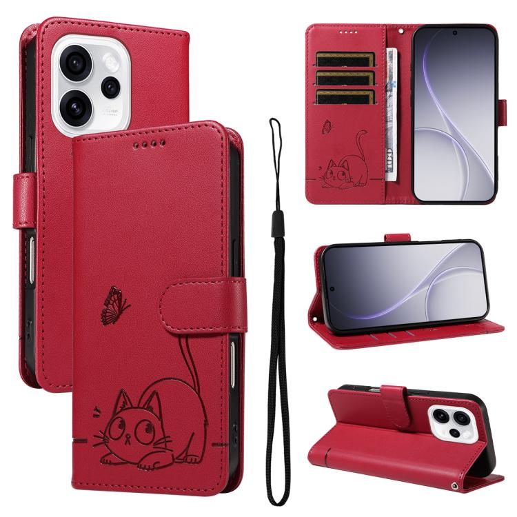 Adorable Cat Embossed Pattern Flip Leather Phone Case, For OPPO Find X9 Ultra 5G, For OPPO A6X 5G / A6 5G, For OPPO Reno15 Pro 5G Global, For OPPO Reno15 5G Global, For OPPO Find X9, For OPPO A6 Pro 4G / 5G Global, For OPPO Find X9 Pro                 ...