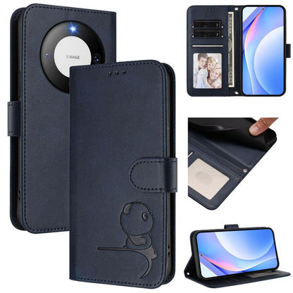 Litter Panda Embossing RFID Leather Phone Case with Lanyard, For Huawei Pura 70, For Huawei Mate 60 Pro / 60 Pro+, For Huawei Mate 60, For Huawei P60 Art, For Huawei P60 / P60 Pro