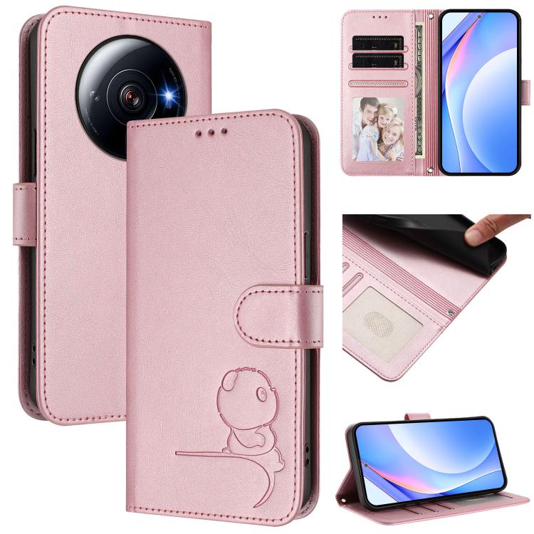 Litter Panda Embossing RFID Leather Phone Case with Lanyard, For Xiaomi 12T / 12T Pro, For Xiaomi 12S Ultra, For Xiaomi Poco C40, For Xiaomi Civi 1S, For Xiaomi Poco M4 Pro 4G, For Xiaomi Poco X4 Pro 5G
