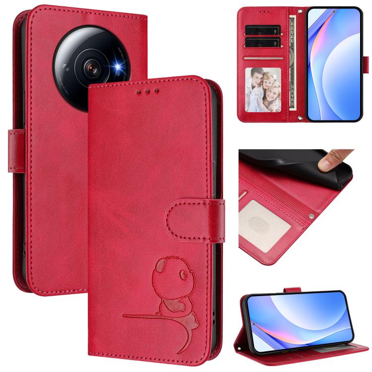 Litter Panda Embossing RFID Leather Phone Case with Lanyard, For Xiaomi 12T / 12T Pro, For Xiaomi 12S Ultra, For Xiaomi Poco C40, For Xiaomi Civi 1S, For Xiaomi Poco M4 Pro 4G, For Xiaomi Poco X4 Pro 5G