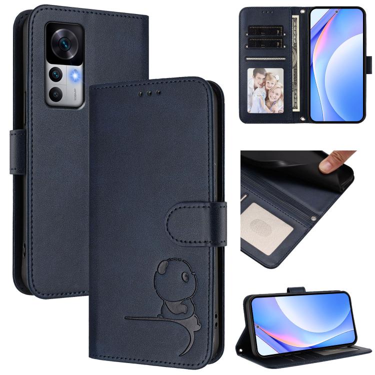 Litter Panda Embossing RFID Leather Phone Case with Lanyard, For Xiaomi 12T / 12T Pro, For Xiaomi 12S Ultra, For Xiaomi Poco C40, For Xiaomi Civi 1S, For Xiaomi Poco M4 Pro 4G, For Xiaomi Poco X4 Pro 5G