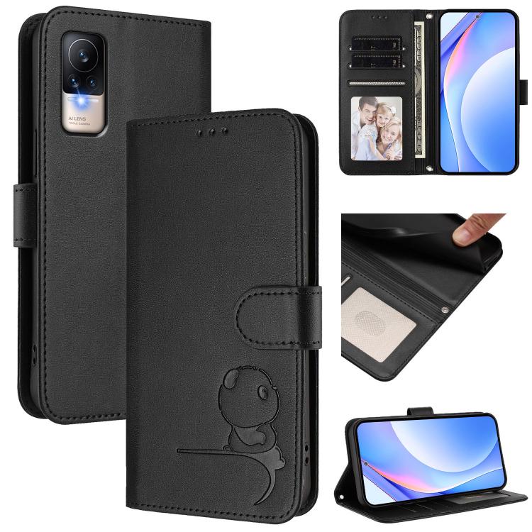 Litter Panda Embossing RFID Leather Phone Case with Lanyard, For Xiaomi 12T / 12T Pro, For Xiaomi 12S Ultra, For Xiaomi Poco C40, For Xiaomi Civi 1S, For Xiaomi Poco M4 Pro 4G, For Xiaomi Poco X4 Pro 5G