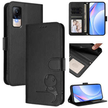 Litter Panda Embossing RFID Leather Phone Case with Lanyard, For Xiaomi 12T / 12T Pro, For Xiaomi 12S Ultra, For Xiaomi Poco C40, For Xiaomi Civi 1S, For Xiaomi Poco M4 Pro 4G, For Xiaomi Poco X4 Pro 5G