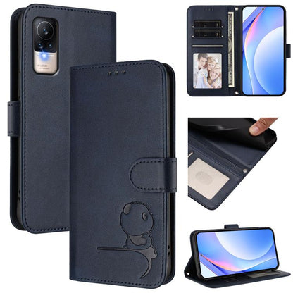 Litter Panda Embossing RFID Leather Phone Case with Lanyard, For Xiaomi 12T / 12T Pro, For Xiaomi 12S Ultra, For Xiaomi Poco C40, For Xiaomi Civi 1S, For Xiaomi Poco M4 Pro 4G, For Xiaomi Poco X4 Pro 5G