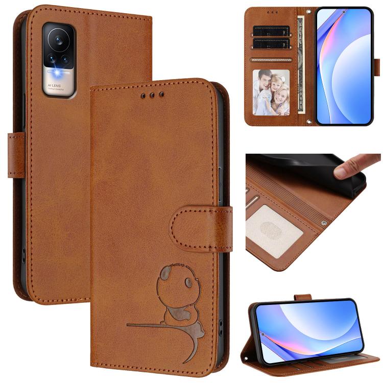 Litter Panda Embossing RFID Leather Phone Case with Lanyard, For Xiaomi 12T / 12T Pro, For Xiaomi 12S Ultra, For Xiaomi Poco C40, For Xiaomi Civi 1S, For Xiaomi Poco M4 Pro 4G, For Xiaomi Poco X4 Pro 5G