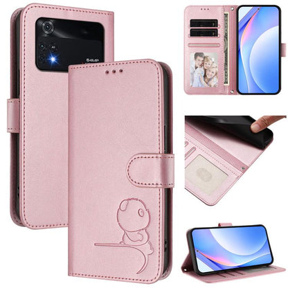Litter Panda Embossing RFID Leather Phone Case with Lanyard, For Xiaomi 12T / 12T Pro, For Xiaomi 12S Ultra, For Xiaomi Poco C40, For Xiaomi Civi 1S, For Xiaomi Poco M4 Pro 4G, For Xiaomi Poco X4 Pro 5G