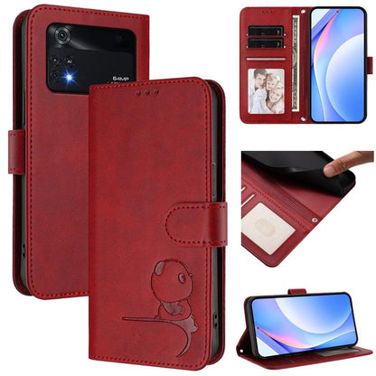 Litter Panda Embossing RFID Leather Phone Case with Lanyard, For Xiaomi 12T / 12T Pro, For Xiaomi 12S Ultra, For Xiaomi Poco C40, For Xiaomi Civi 1S, For Xiaomi Poco M4 Pro 4G, For Xiaomi Poco X4 Pro 5G