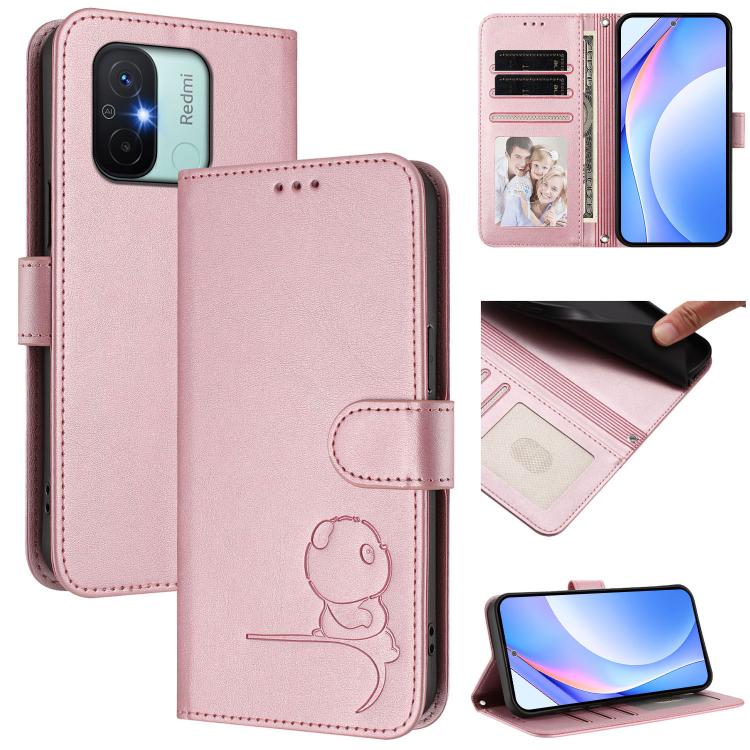 Litter Panda Embossing RFID Leather Phone Case with Lanyard, For Redmi A1+ / A2+ / Poco C50 / C51, For Redmi Note 12 4G Global, For Redmi A1 / A2 4G, For Redmi 11A / Xiaomi Poco C55, For Redmi Note 12 Pro 5G Global / India                              ...