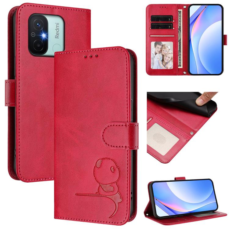 Litter Panda Embossing RFID Leather Phone Case with Lanyard, For Redmi A1+ / A2+ / Poco C50 / C51, For Redmi Note 12 4G Global, For Redmi A1 / A2 4G, For Redmi 11A / Xiaomi Poco C55, For Redmi Note 12 Pro 5G Global / India                              ...