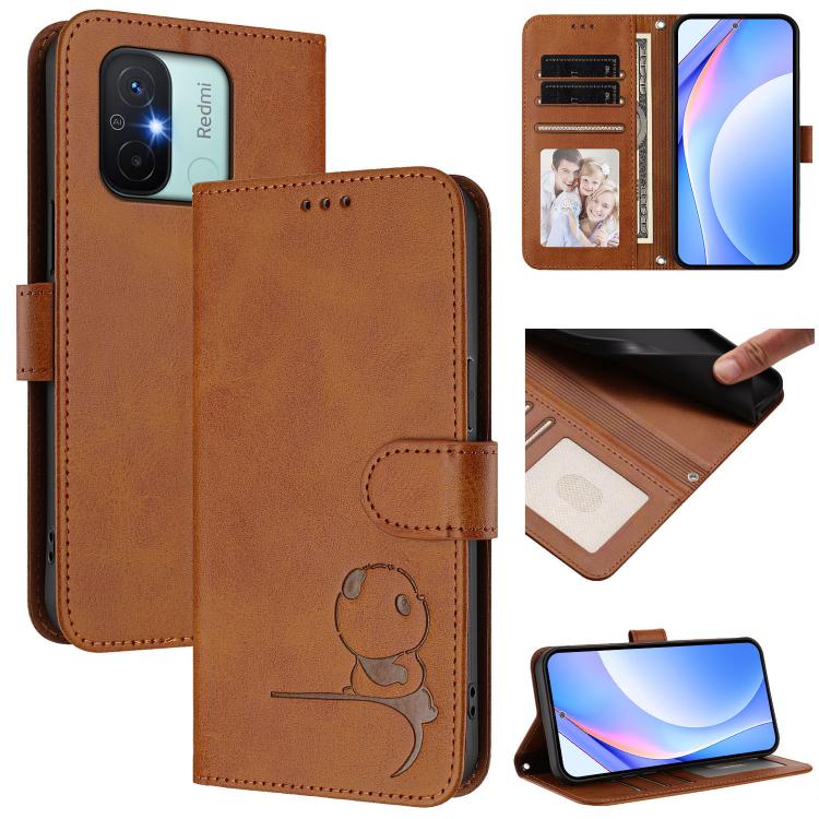 Litter Panda Embossing RFID Leather Phone Case with Lanyard, For Redmi A1+ / A2+ / Poco C50 / C51, For Redmi Note 12 4G Global, For Redmi A1 / A2 4G, For Redmi 11A / Xiaomi Poco C55, For Redmi Note 12 Pro 5G Global / India                              ...