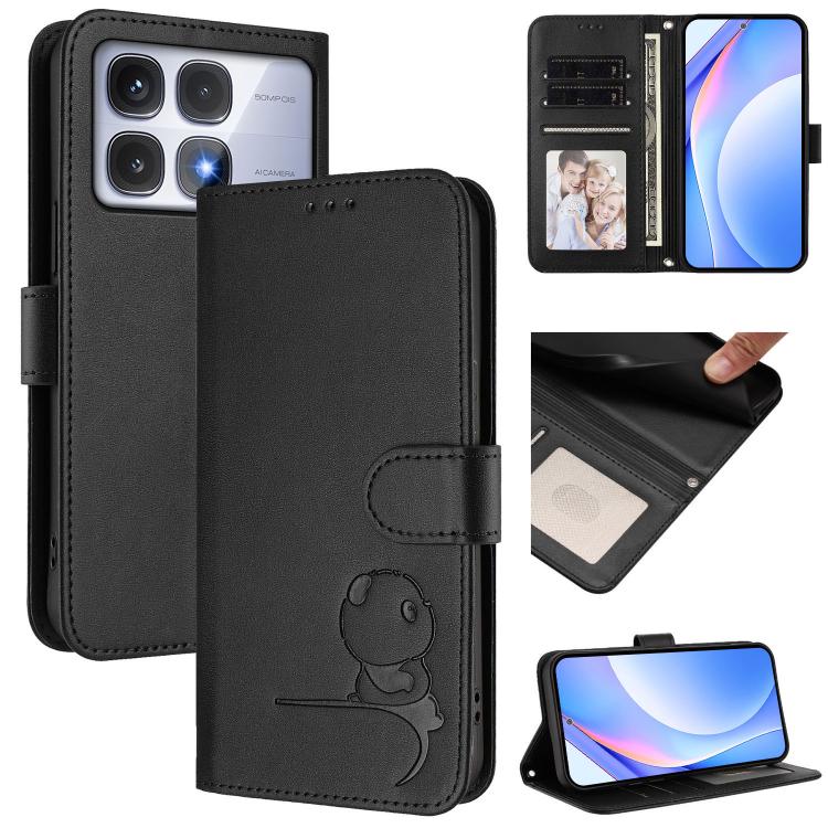 Litter Panda Embossing RFID Leather Phone Case with Lanyard, For Redmi Note 14 5G Global / India, For Redmi Note 14 Pro 4G, For Redmi Note 14 4G 163.25mm, For Redmi 14C 4G / 14R 5G / A4 5G, For Redmi K70 Ultra, For Redmi A3 / A3x / Xiaomi Poco C61     ...