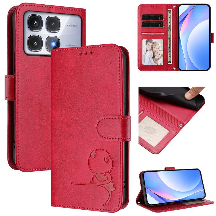 Litter Panda Embossing RFID Leather Phone Case with Lanyard, For Redmi Note 14 5G Global / India, For Redmi Note 14 Pro 4G, For Redmi Note 14 4G 163.25mm, For Redmi 14C 4G / 14R 5G / A4 5G, For Redmi K70 Ultra, For Redmi A3 / A3x / Xiaomi Poco C61     ...