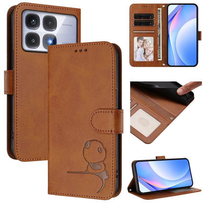 Litter Panda Embossing RFID Leather Phone Case with Lanyard, For Redmi Note 14 5G Global / India, For Redmi Note 14 Pro 4G, For Redmi Note 14 4G 163.25mm, For Redmi 14C 4G / 14R 5G / A4 5G, For Redmi K70 Ultra, For Redmi A3 / A3x / Xiaomi Poco C61     ...