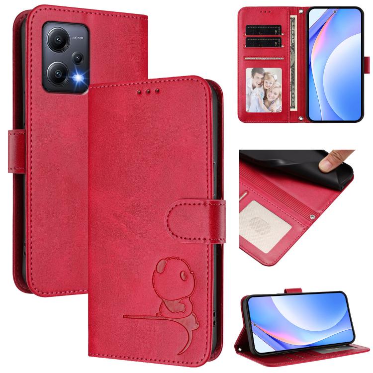 Litter Panda Embossing RFID Leather Phone Case with Lanyard, For Redmi A1+ / A2+ / Poco C50 / C51, For Redmi Note 12 4G Global, For Redmi A1 / A2 4G, For Redmi 11A / Xiaomi Poco C55, For Redmi Note 12 Pro 5G Global / India                              ...