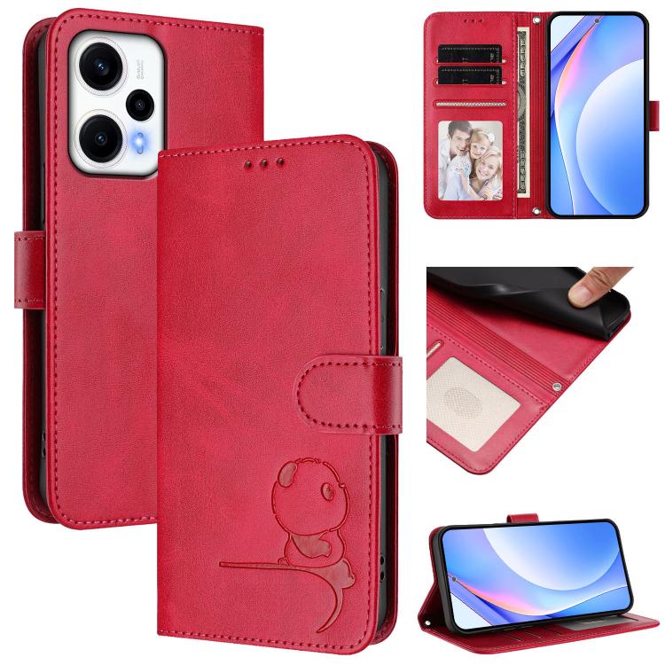 Litter Panda Embossing RFID Leather Phone Case with Lanyard, For Redmi Note 14 5G Global / India, For Redmi Note 14 Pro 4G, For Redmi Note 14 4G 163.25mm, For Redmi 14C 4G / 14R 5G / A4 5G, For Redmi K70 Ultra, For Redmi A3 / A3x / Xiaomi Poco C61     ...