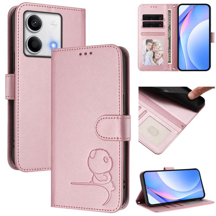 Litter Panda Embossing RFID Leather Phone Case with Lanyard, For Redmi Note 14 5G Global / India, For Redmi Note 14 Pro 4G, For Redmi Note 14 4G 163.25mm, For Redmi 14C 4G / 14R 5G / A4 5G, For Redmi K70 Ultra, For Redmi A3 / A3x / Xiaomi Poco C61     ...
