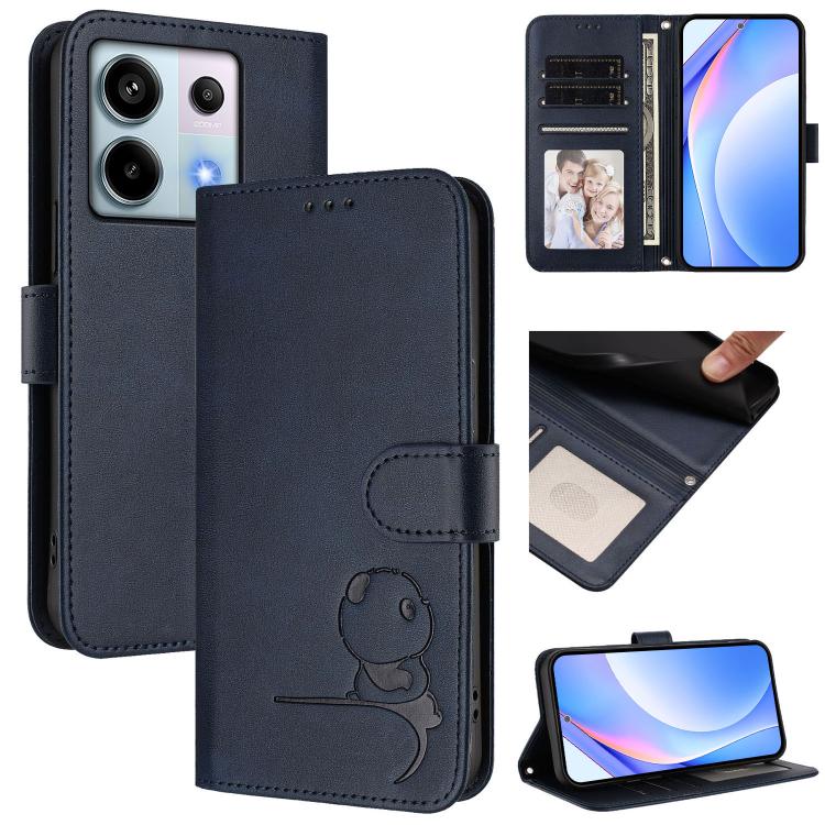 Litter Panda Embossing RFID Leather Phone Case with Lanyard, For Redmi Note 14 5G Global / India, For Redmi Note 14 Pro 4G, For Redmi Note 14 4G 163.25mm, For Redmi 14C 4G / 14R 5G / A4 5G, For Redmi K70 Ultra, For Redmi A3 / A3x / Xiaomi Poco C61     ...