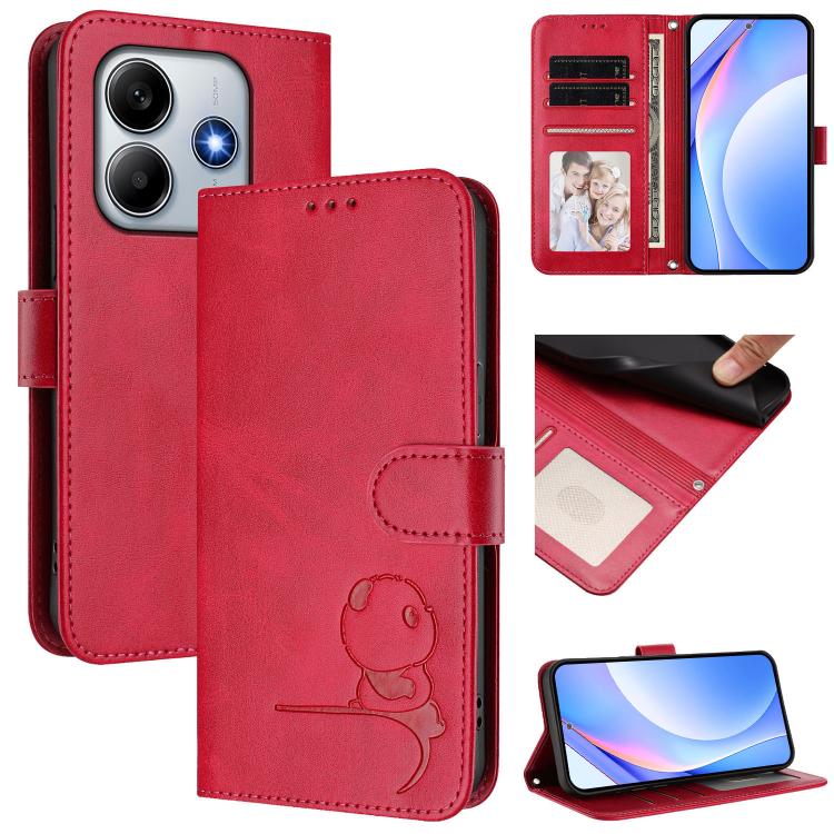 Litter Panda Embossing RFID Leather Phone Case with Lanyard, For Redmi Note 14 5G Global / India, For Redmi Note 14 Pro 4G, For Redmi Note 14 4G 163.25mm, For Redmi 14C 4G / 14R 5G / A4 5G, For Redmi K70 Ultra, For Redmi A3 / A3x / Xiaomi Poco C61     ...