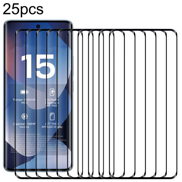 25pcs Full Glue 9H HD 3D Curved Edge Tempered Glass Film, For Redmi Note 15 4G Global 164mm, For Redmi Note 15 Pro 4G Global 163.2mm, For Xiaomi Poco X7, For Xiaomi Redmi Note 14 Pro 5G / 4G, For Xiaomi Redmi Note 14 4G 163.25mm                        ...