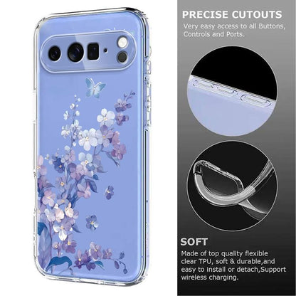 Flower Pattern Painted TPU Phone Case, For Google Pixel 11 Pro XL, For Google Pixel 11 Pro, For Google Pixel 9 Pro XL / 10 Pro XL, For Google Pixel 9 / 9 Pro / 10 / 10 Pro, For Google Pixel 9a