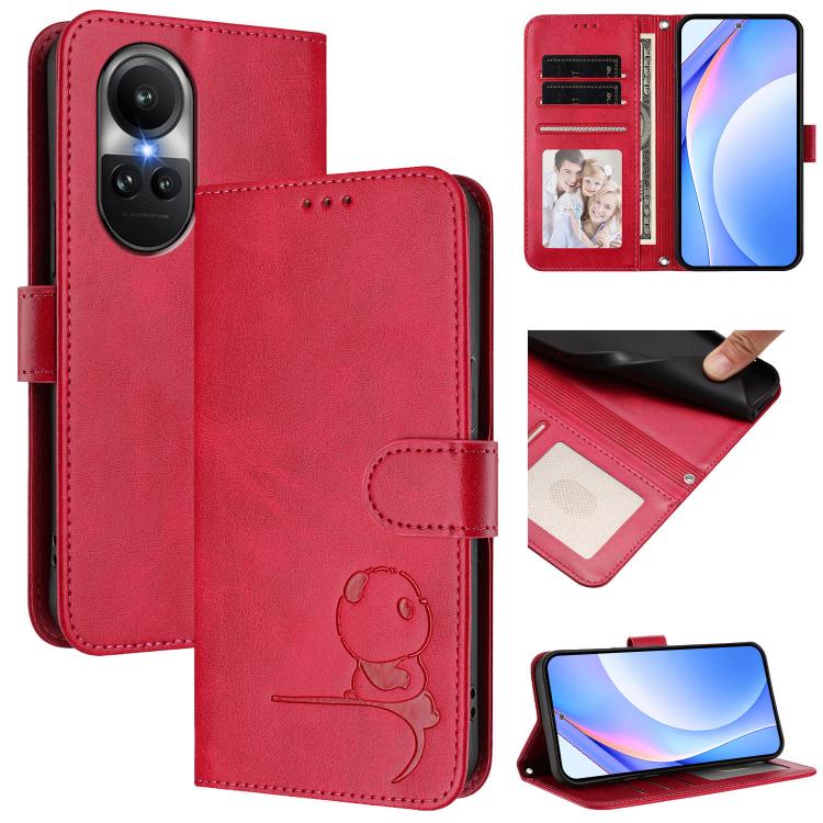 Litter Panda Embossing RFID Leather Phone Case with Lanyard, For OPPO Find X7, For OPPO Reno11 5G Global, For OPPO Reno11 Pro 5G Global, For OPPO Find X7 Ultra, For OPPO A58 4G Global, For OPPO Reno10 / Reno10 Pro Global, For OPPO A78 4G Global        ...