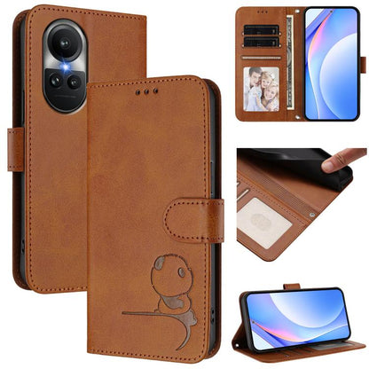 Litter Panda Embossing RFID Leather Phone Case with Lanyard, For OPPO Find X7, For OPPO Reno11 5G Global, For OPPO Reno11 Pro 5G Global, For OPPO Find X7 Ultra, For OPPO A58 4G Global, For OPPO Reno10 / Reno10 Pro Global, For OPPO A78 4G Global        ...