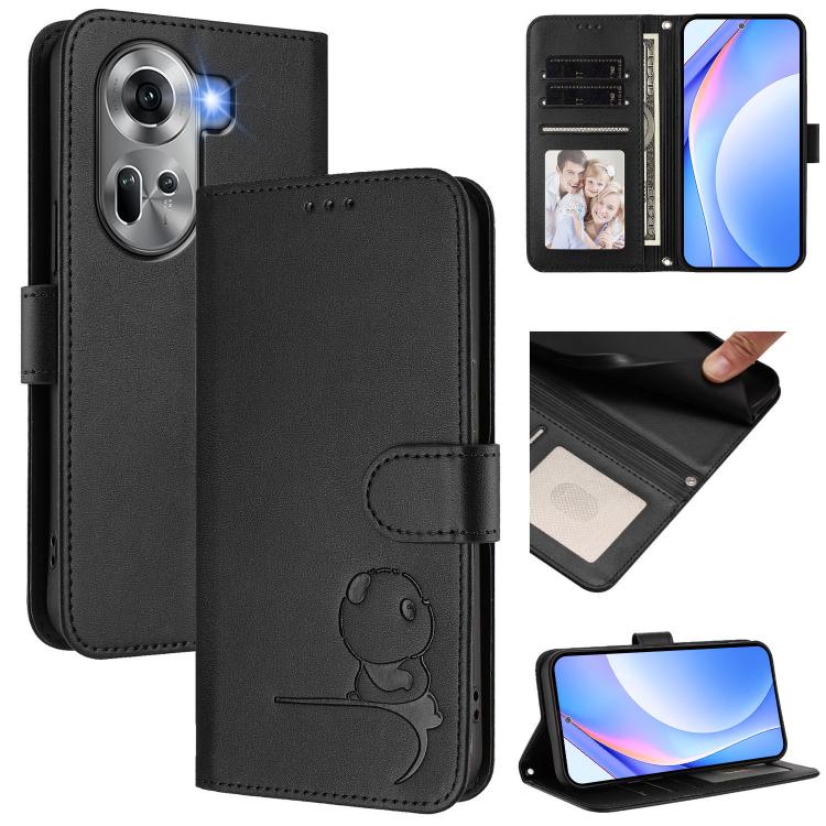 Litter Panda Embossing RFID Leather Phone Case with Lanyard, For OPPO Find X7, For OPPO Reno11 5G Global, For OPPO Reno11 Pro 5G Global, For OPPO Find X7 Ultra, For OPPO A58 4G Global, For OPPO Reno10 / Reno10 Pro Global, For OPPO A78 4G Global        ...