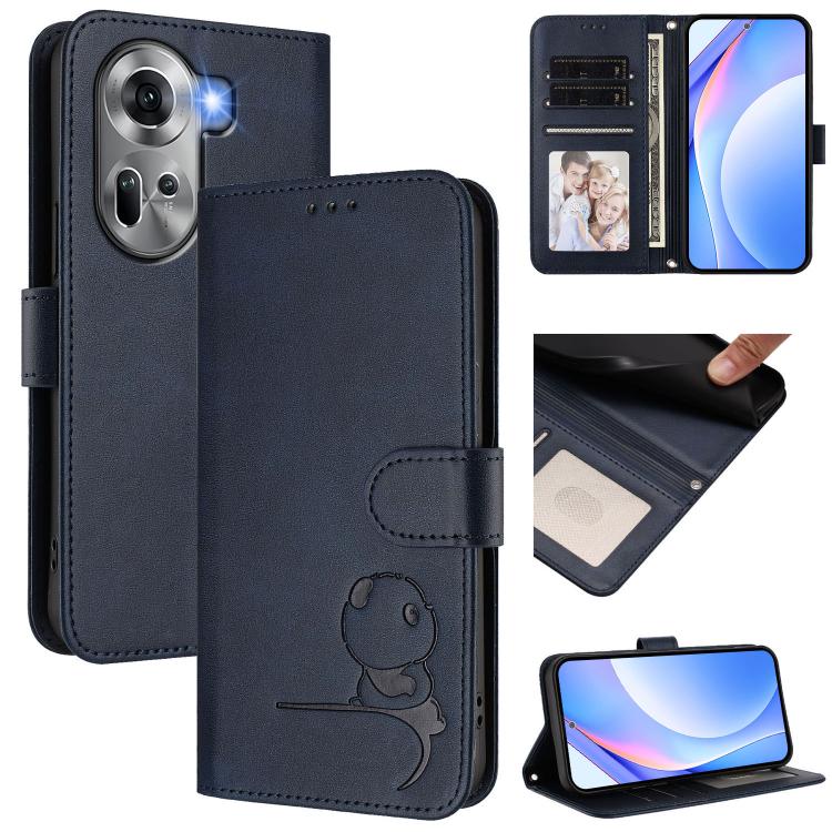 Litter Panda Embossing RFID Leather Phone Case with Lanyard, For OPPO Find X7, For OPPO Reno11 5G Global, For OPPO Reno11 Pro 5G Global, For OPPO Find X7 Ultra, For OPPO A58 4G Global, For OPPO Reno10 / Reno10 Pro Global, For OPPO A78 4G Global        ...