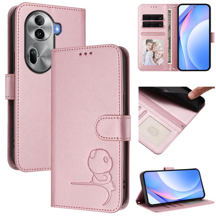 Litter Panda Embossing RFID Leather Phone Case with Lanyard, For OPPO Find X7, For OPPO Reno11 5G Global, For OPPO Reno11 Pro 5G Global, For OPPO Find X7 Ultra, For OPPO A58 4G Global, For OPPO Reno10 / Reno10 Pro Global, For OPPO A78 4G Global        ...
