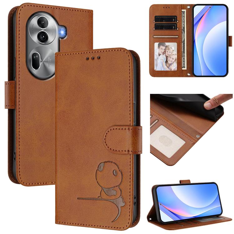 Litter Panda Embossing RFID Leather Phone Case with Lanyard, For OPPO Find X7, For OPPO Reno11 5G Global, For OPPO Reno11 Pro 5G Global, For OPPO Find X7 Ultra, For OPPO A58 4G Global, For OPPO Reno10 / Reno10 Pro Global, For OPPO A78 4G Global        ...
