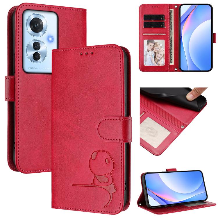 Litter Panda Embossing RFID Leather Phone Case with Lanyard, For OPPO A5 Pro 4G / 5G Global, For OPPO F29 Pro 5G Global, For OPPO F29 5G Global, For OPPO Reno13 Pro 5G Global, For OPPO Reno13 5G Global, For OPPO Find X8, For OPPO A3x 4G / 5G           ...