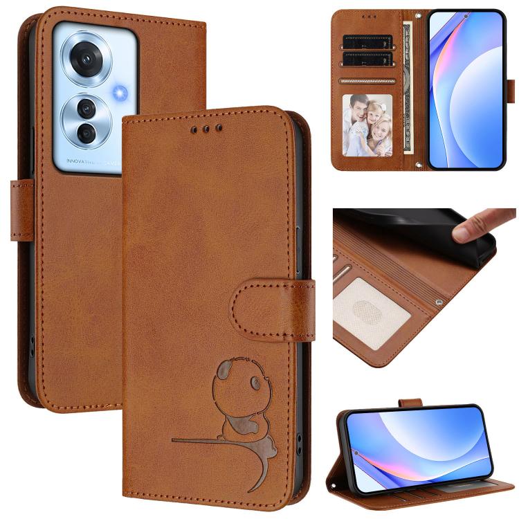 Litter Panda Embossing RFID Leather Phone Case with Lanyard, For OPPO A5 Pro 4G / 5G Global, For OPPO F29 Pro 5G Global, For OPPO F29 5G Global, For OPPO Reno13 Pro 5G Global, For OPPO Reno13 5G Global, For OPPO Find X8, For OPPO A3x 4G / 5G           ...
