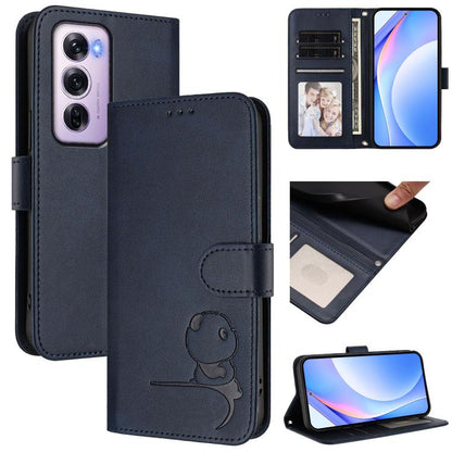 Litter Panda Embossing RFID Leather Phone Case with Lanyard, For OPPO A5 Pro 4G / 5G Global, For OPPO F29 Pro 5G Global, For OPPO F29 5G Global, For OPPO Reno13 Pro 5G Global, For OPPO Reno13 5G Global, For OPPO Find X8, For OPPO A3x 4G / 5G           ...