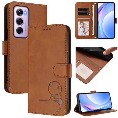 Litter Panda Embossing RFID Leather Phone Case with Lanyard, For OPPO A5 Pro 4G / 5G Global, For OPPO F29 Pro 5G Global, For OPPO F29 5G Global, For OPPO Reno13 Pro 5G Global, For OPPO Reno13 5G Global, For OPPO Find X8, For OPPO A3x 4G / 5G           ...