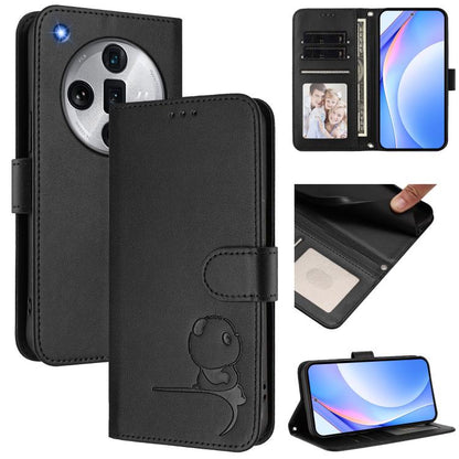 Litter Panda Embossing RFID Leather Phone Case with Lanyard, For OPPO Find X7, For OPPO Reno11 5G Global, For OPPO Reno11 Pro 5G Global, For OPPO Find X7 Ultra, For OPPO A58 4G Global, For OPPO Reno10 / Reno10 Pro Global, For OPPO A78 4G Global        ...