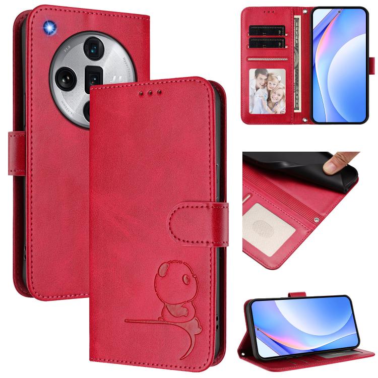 Litter Panda Embossing RFID Leather Phone Case with Lanyard, For OPPO Find X7, For OPPO Reno11 5G Global, For OPPO Reno11 Pro 5G Global, For OPPO Find X7 Ultra, For OPPO A58 4G Global, For OPPO Reno10 / Reno10 Pro Global, For OPPO A78 4G Global        ...