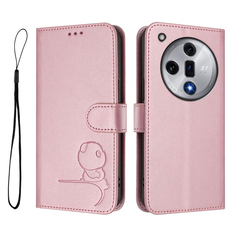 Litter Panda Embossing RFID Leather Phone Case with Lanyard, For OPPO Find X7, For OPPO Reno11 5G Global, For OPPO Reno11 Pro 5G Global, For OPPO Find X7 Ultra, For OPPO A58 4G Global, For OPPO Reno10 / Reno10 Pro Global, For OPPO A78 4G Global        ...