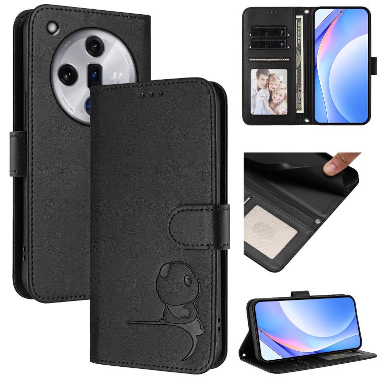 Litter Panda Embossing RFID Leather Phone Case with Lanyard, For OPPO Find X7, For OPPO Reno11 5G Global, For OPPO Reno11 Pro 5G Global, For OPPO Find X7 Ultra, For OPPO A58 4G Global, For OPPO Reno10 / Reno10 Pro Global, For OPPO A78 4G Global        ...