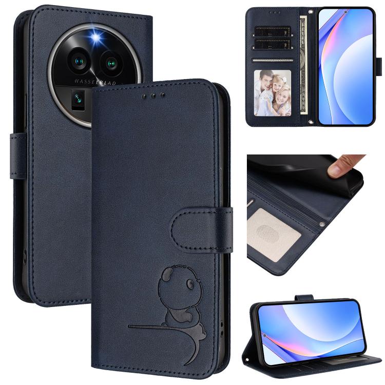 Litter Panda Embossing RFID Leather Phone Case with Lanyard, For OPPO Find X7, For OPPO Reno11 5G Global, For OPPO Reno11 Pro 5G Global, For OPPO Find X7 Ultra, For OPPO A58 4G Global, For OPPO Reno10 / Reno10 Pro Global, For OPPO A78 4G Global        ...