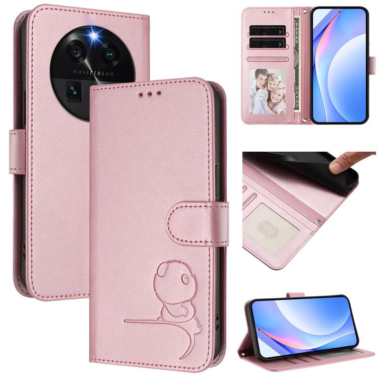 Litter Panda Embossing RFID Leather Phone Case with Lanyard, For OPPO Find X7, For OPPO Reno11 5G Global, For OPPO Reno11 Pro 5G Global, For OPPO Find X7 Ultra, For OPPO A58 4G Global, For OPPO Reno10 / Reno10 Pro Global, For OPPO A78 4G Global        ...