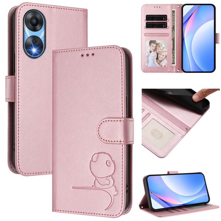 Litter Panda Embossing RFID Leather Phone Case with Lanyard, For OPPO Find X7, For OPPO Reno11 5G Global, For OPPO Reno11 Pro 5G Global, For OPPO Find X7 Ultra, For OPPO A58 4G Global, For OPPO Reno10 / Reno10 Pro Global, For OPPO A78 4G Global        ...