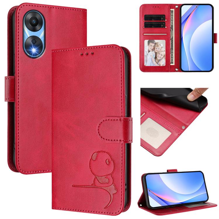 Litter Panda Embossing RFID Leather Phone Case with Lanyard, For OPPO Find X7, For OPPO Reno11 5G Global, For OPPO Reno11 Pro 5G Global, For OPPO Find X7 Ultra, For OPPO A58 4G Global, For OPPO Reno10 / Reno10 Pro Global, For OPPO A78 4G Global        ...