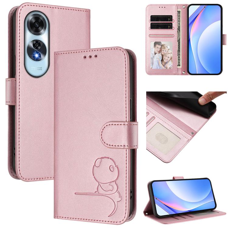 Litter Panda Embossing RFID Leather Phone Case with Lanyard, For OPPO A5 Pro 4G / 5G Global, For OPPO F29 Pro 5G Global, For OPPO F29 5G Global, For OPPO Reno13 Pro 5G Global, For OPPO Reno13 5G Global, For OPPO Find X8, For OPPO A3x 4G / 5G           ...