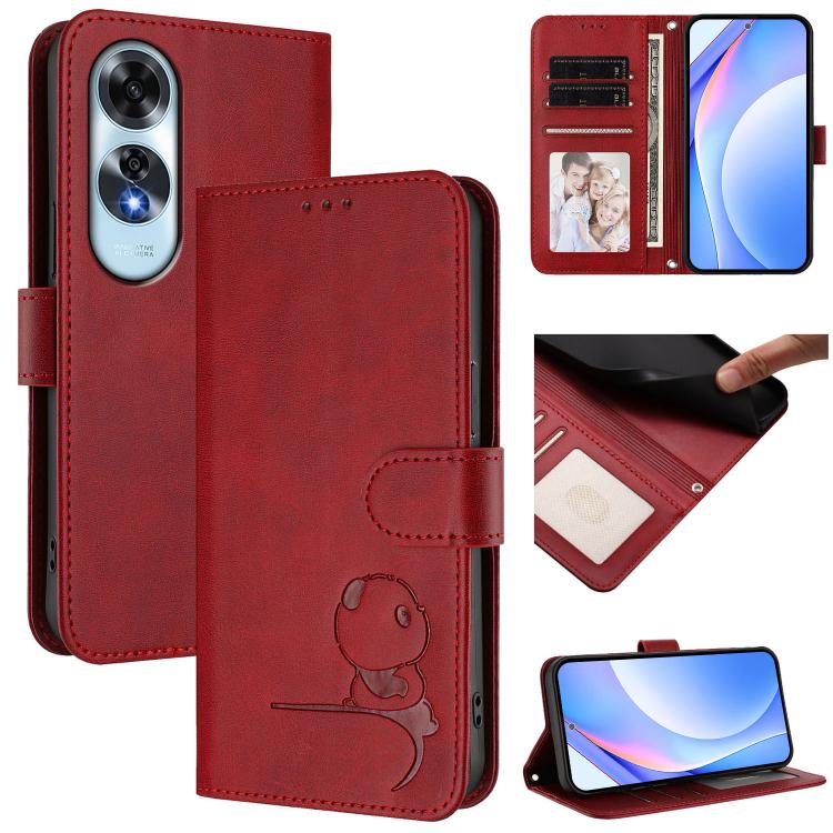 Litter Panda Embossing RFID Leather Phone Case with Lanyard, For OPPO A5 Pro 4G / 5G Global, For OPPO F29 Pro 5G Global, For OPPO F29 5G Global, For OPPO Reno13 Pro 5G Global, For OPPO Reno13 5G Global, For OPPO Find X8, For OPPO A3x 4G / 5G           ...
